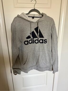 adidas Gray Pullover Hoodie with Black Logo
